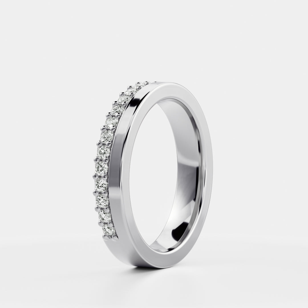 0.25 TCW Round Shaped Half Eternity Lab Grown Diamond Wedding Band