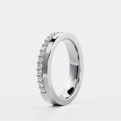 0.25 TCW Round Shaped Half Eternity Lab Grown Diamond Wedding Band