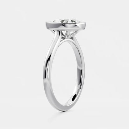 Pear Bezel Solitaire Lab Grown Diamond Engagement Ring