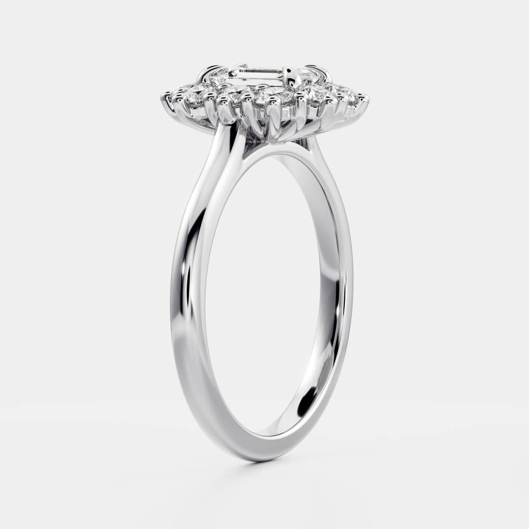 Marquise Cut Cluster Styled Lab Grown Diamond Engagement Ring