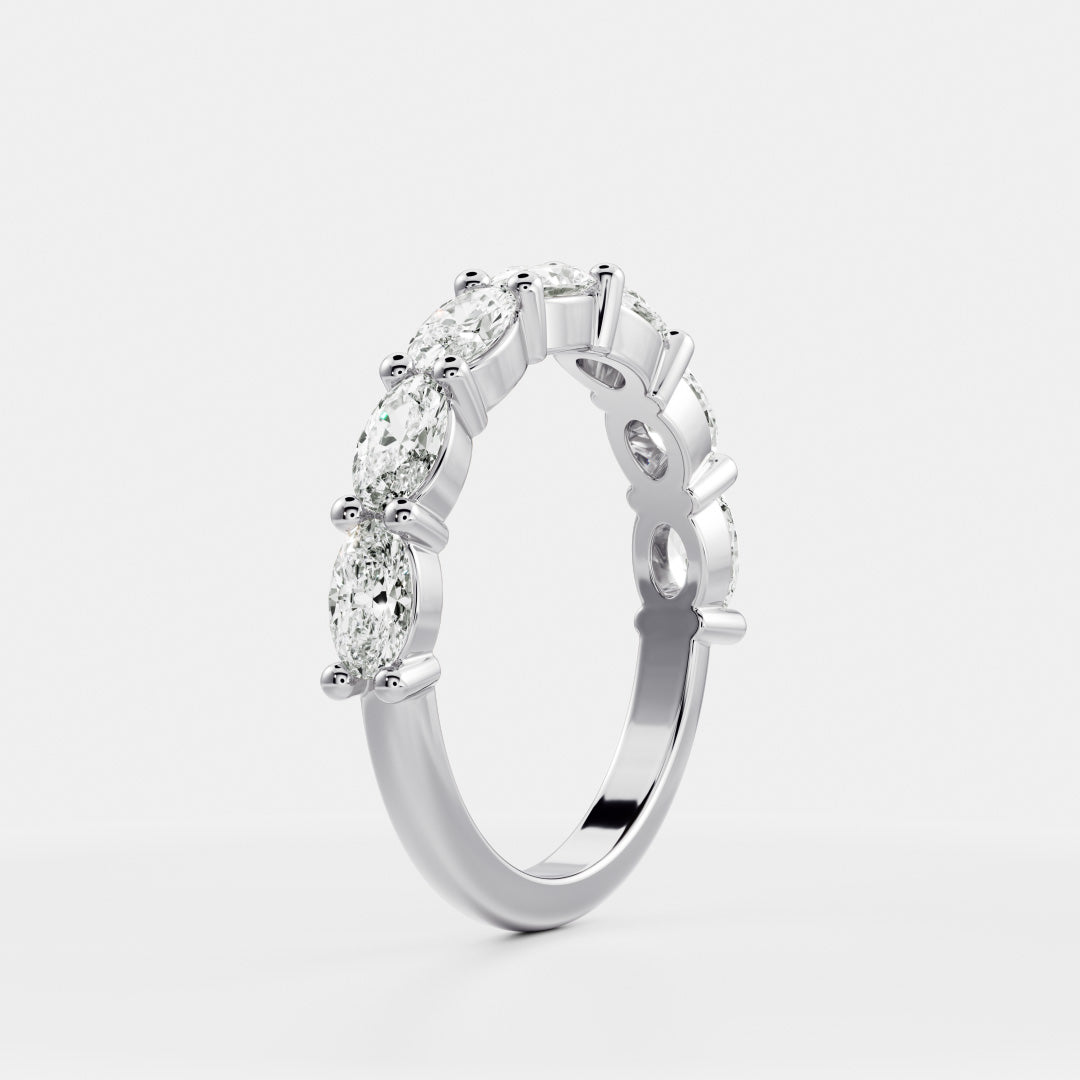 0.25 TCW Round Shaped Half Eternity Lab Grown Diamond Wedding Band
