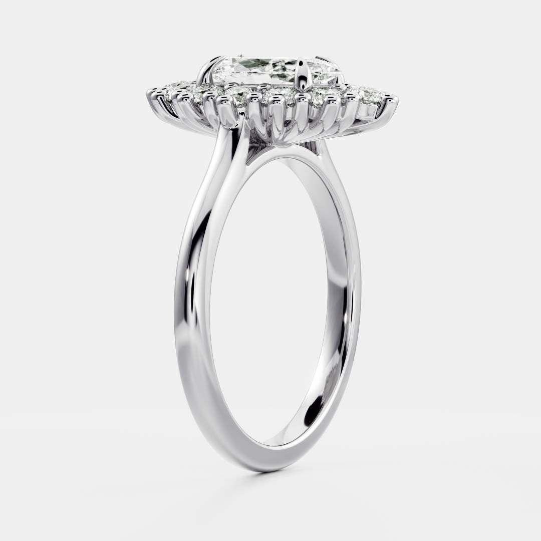 Marquise Cut Cluster Styled Lab Grown Diamond Engagement Ring