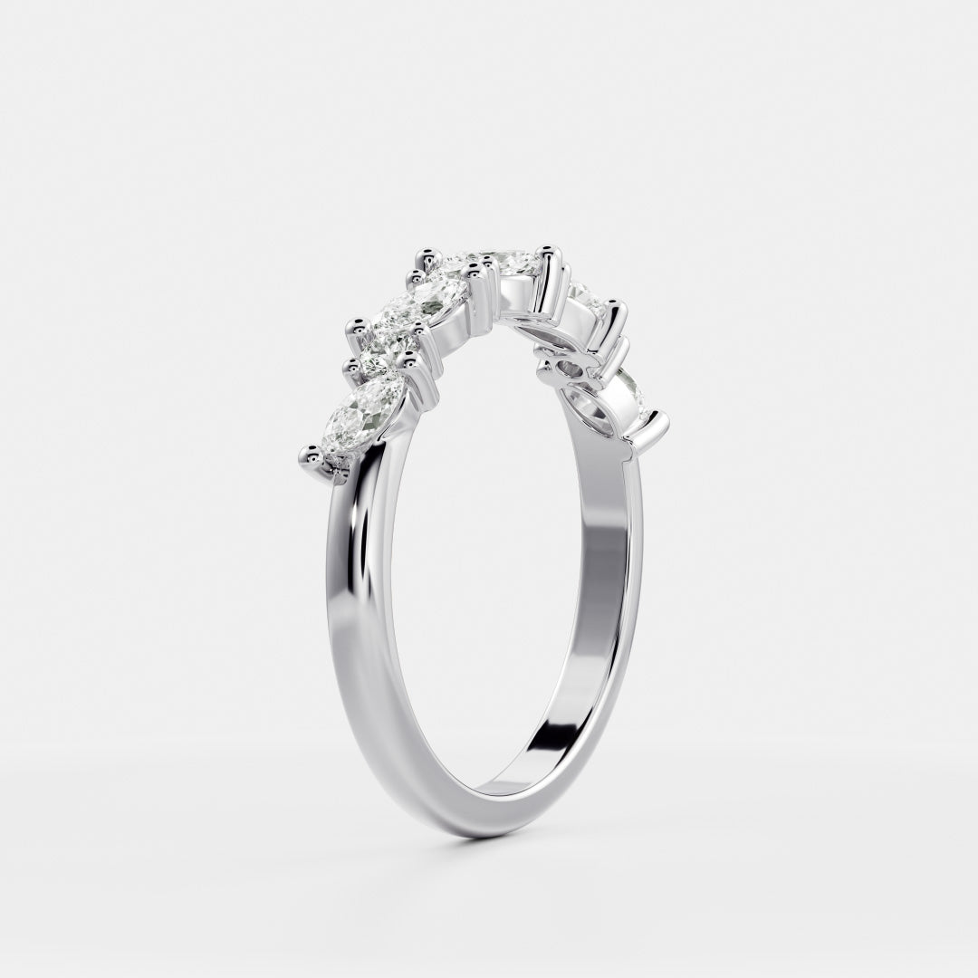 0.25 TCW Round Shaped Half Eternity Lab Grown Diamond Wedding Band