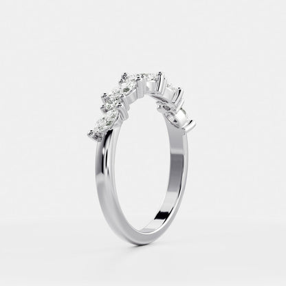 0.25 TCW Round Shaped Half Eternity Lab Grown Diamond Wedding Band