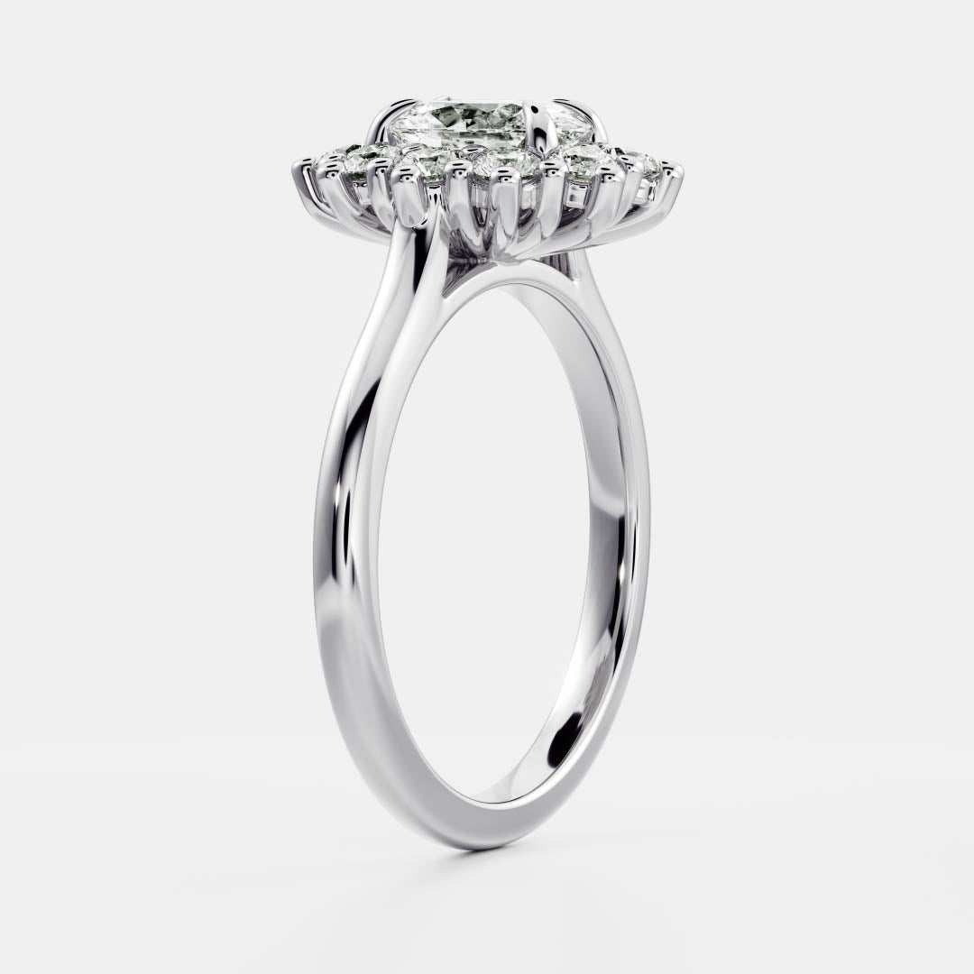 Marquise Cut Cluster Styled Lab Grown Diamond Engagement Ring