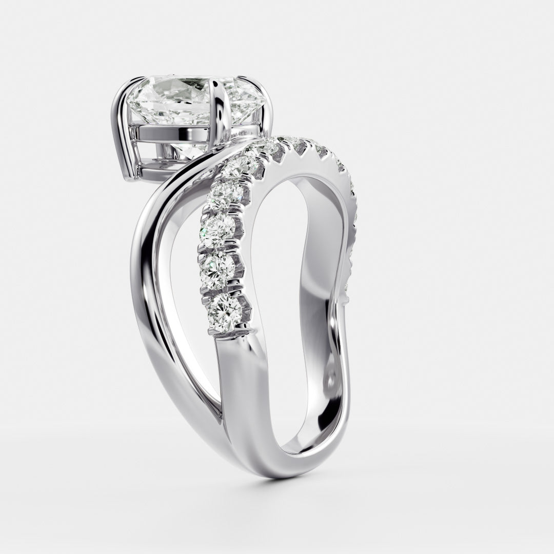 Marquise Cut Cluster Styled Lab Grown Diamond Engagement Ring