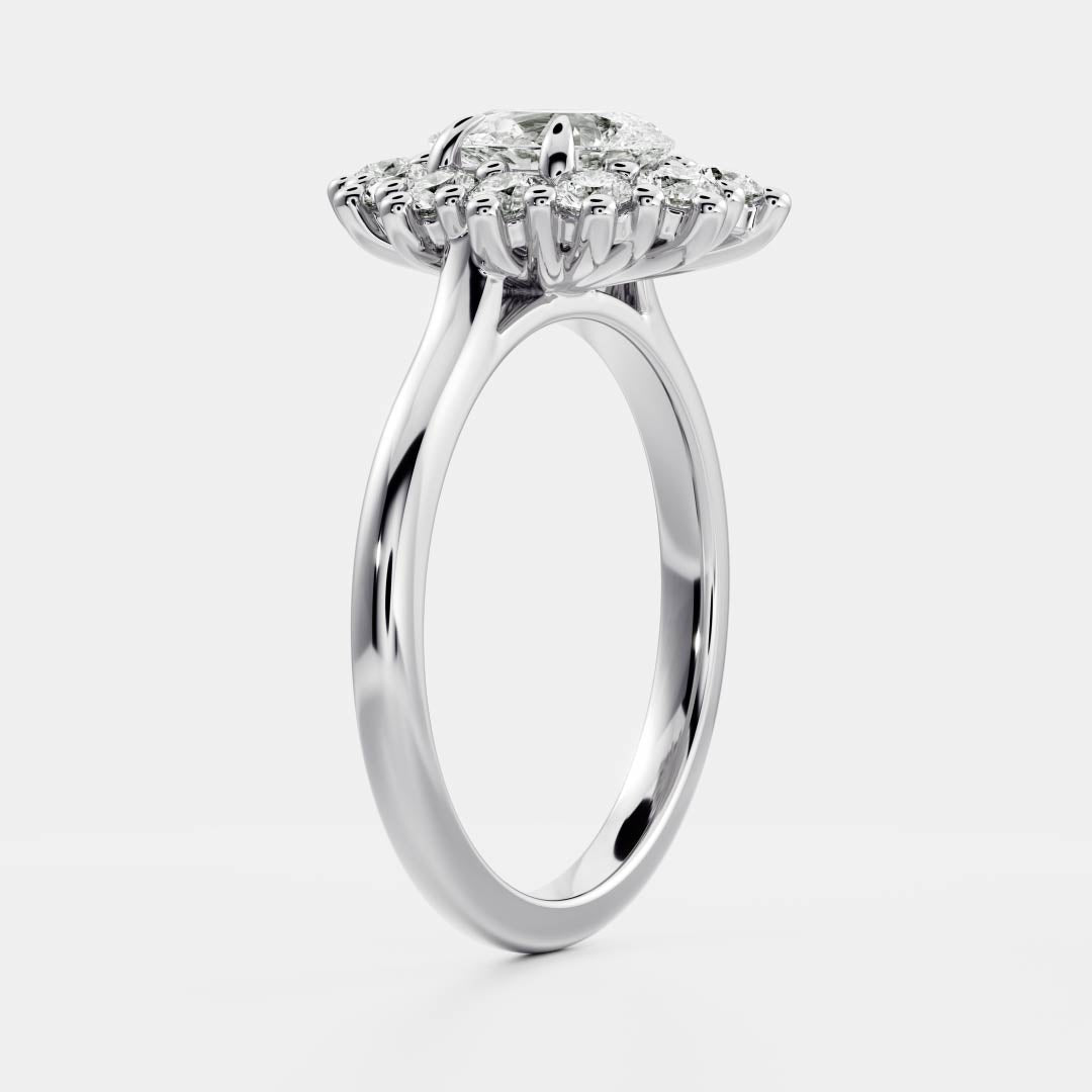 Marquise Cut Cluster Styled Lab Grown Diamond Engagement Ring