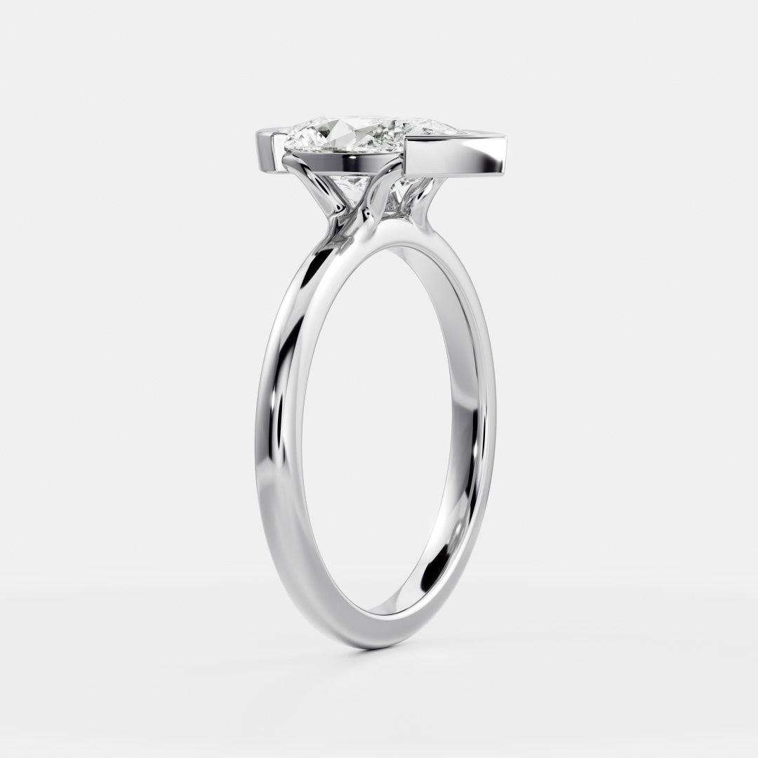 Marquise Cut Cluster Styled Lab Grown Diamond Engagement Ring