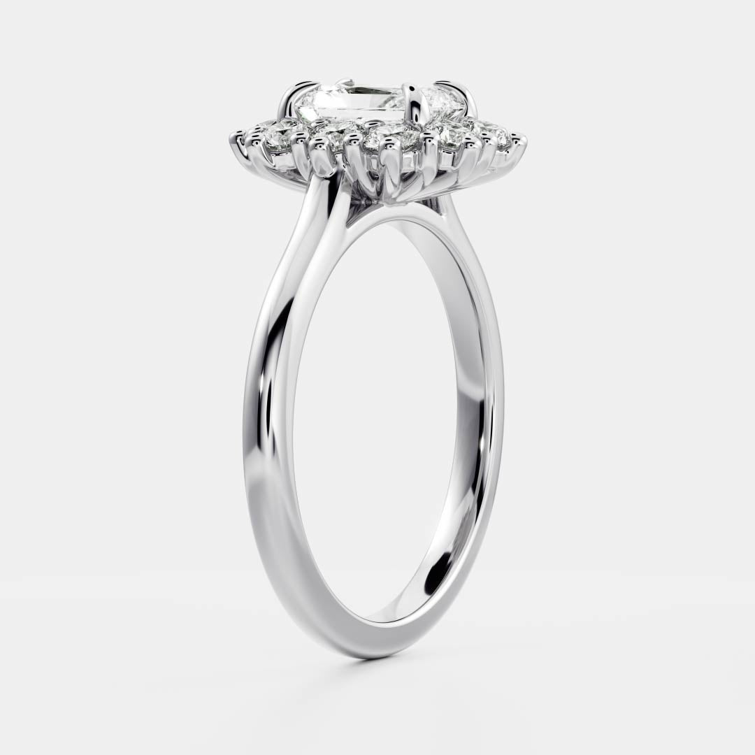 Marquise Cut Cluster Styled Lab Grown Diamond Engagement Ring
