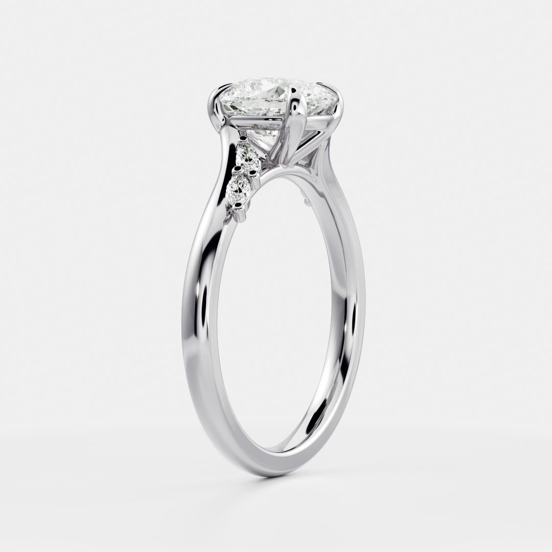 Marquise Cut Cluster Styled Lab Grown Diamond Engagement Ring