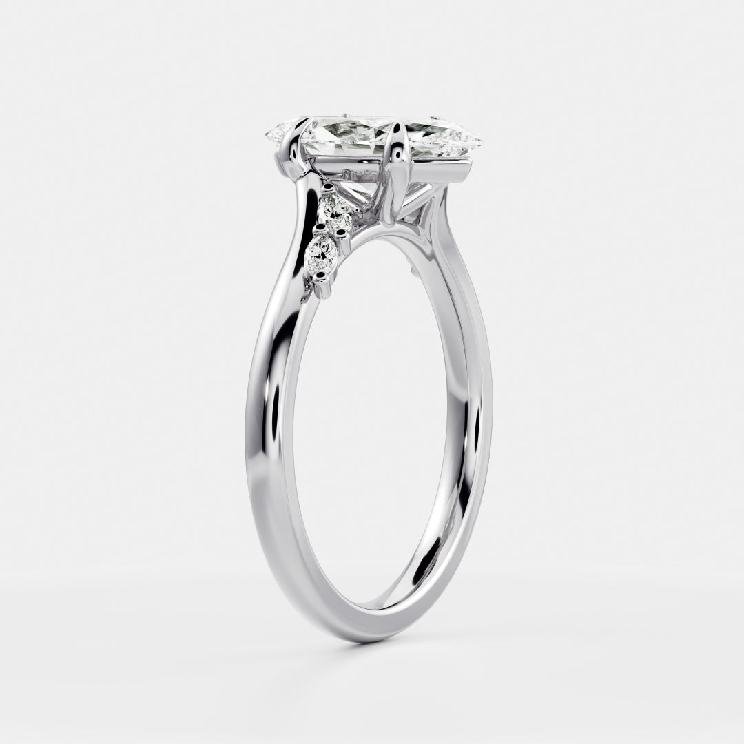 Marquise Cut Cluster Styled Lab Grown Diamond Engagement Ring