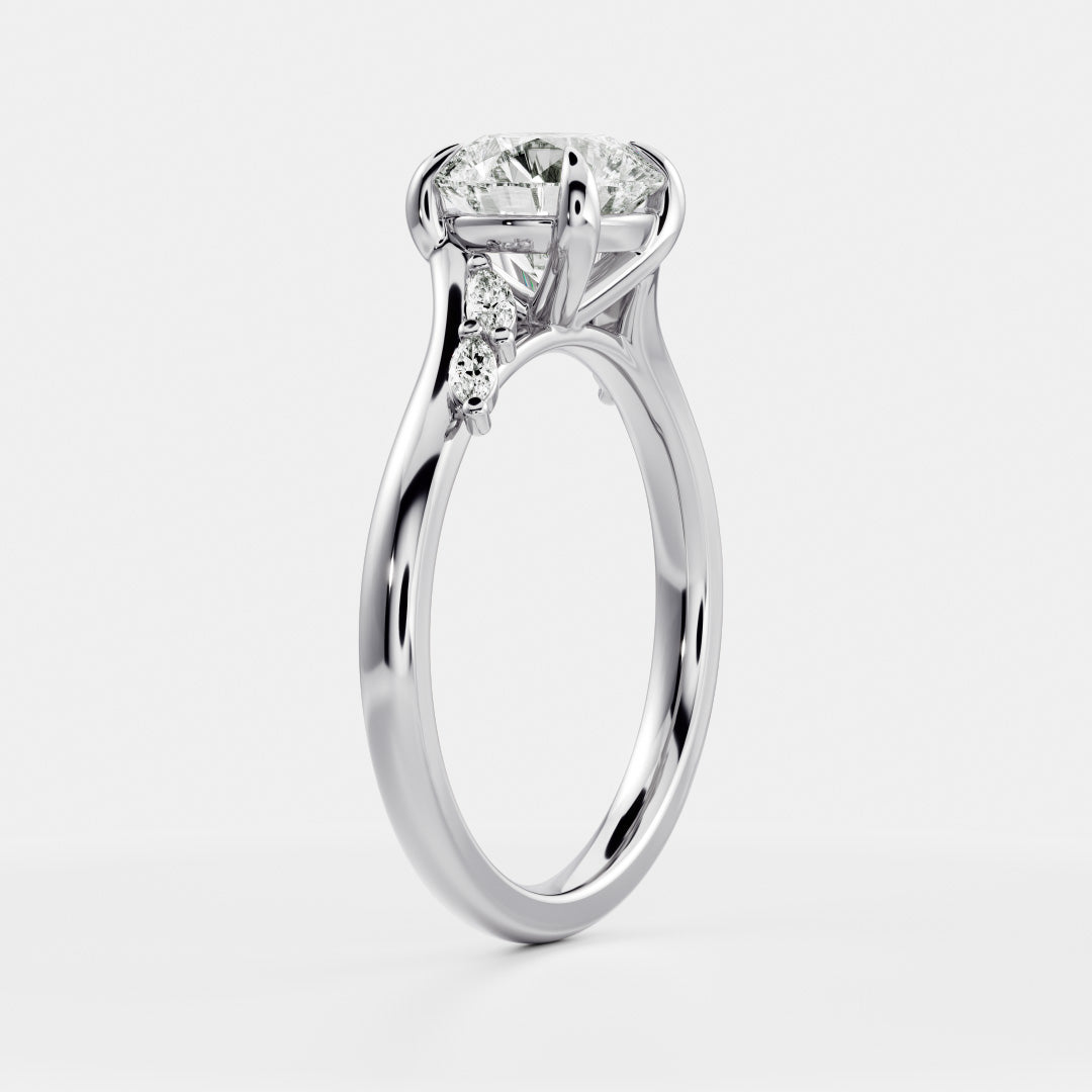Marquise Cut Cluster Styled Lab Grown Diamond Engagement Ring
