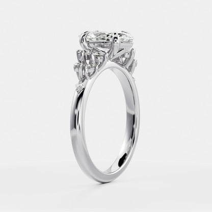 Marquise Cut Cluster Styled Lab Grown Diamond Engagement Ring