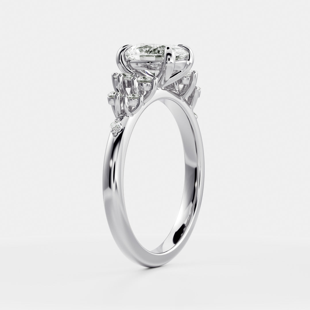 Marquise Cut Cluster Styled Lab Grown Diamond Engagement Ring