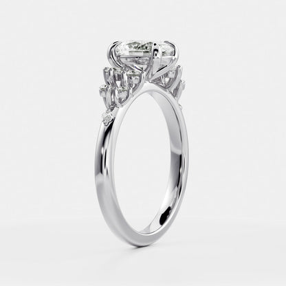 Marquise Cut Cluster Styled Lab Grown Diamond Engagement Ring