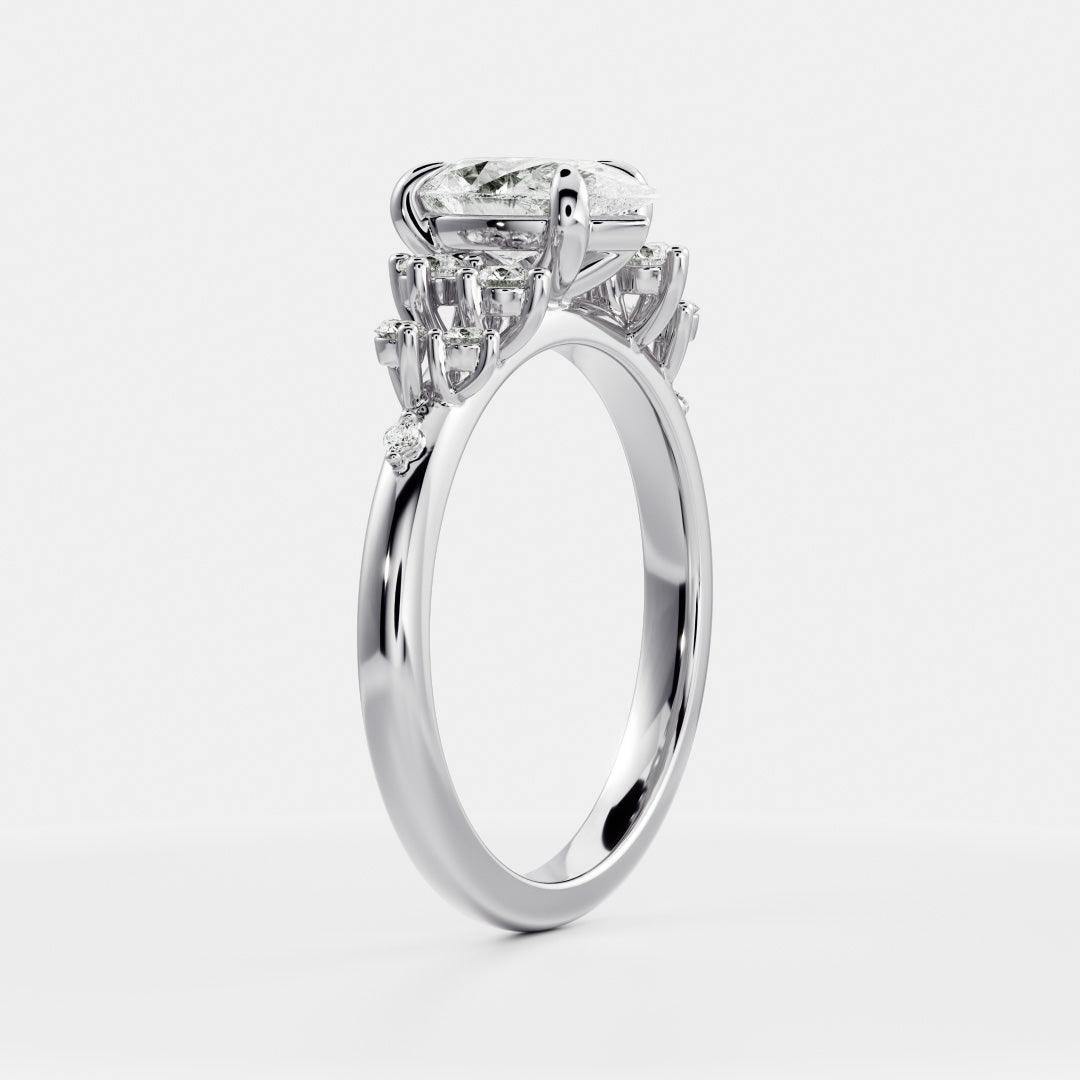 Marquise Cut Cluster Styled Lab Grown Diamond Engagement Ring