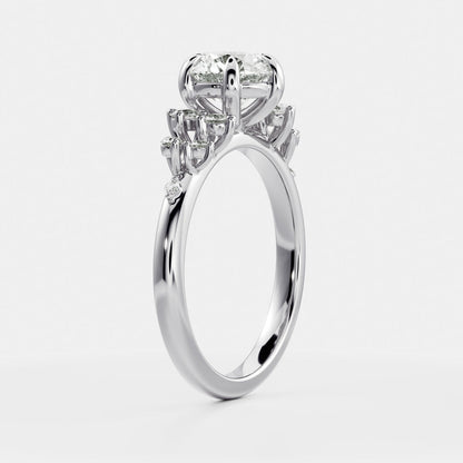Marquise Cut Cluster Styled Lab Grown Diamond Engagement Ring