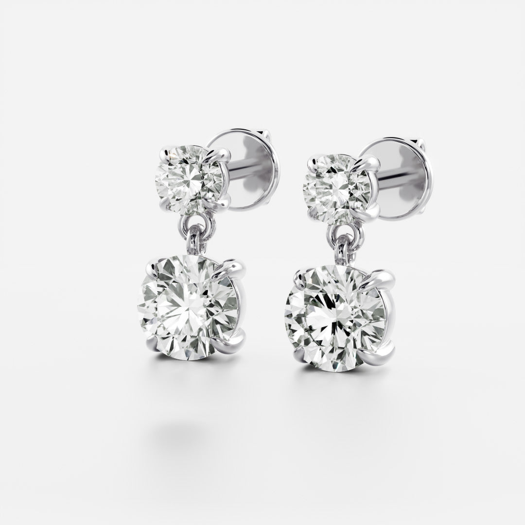 1.2 TCW Round Cut Lab Grown Diamond Dangles Earrings in Gold