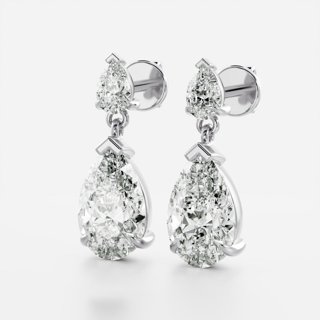 1.2 TCW Pear Cut Lab Grown Diamond Dangles Earrings in Gold