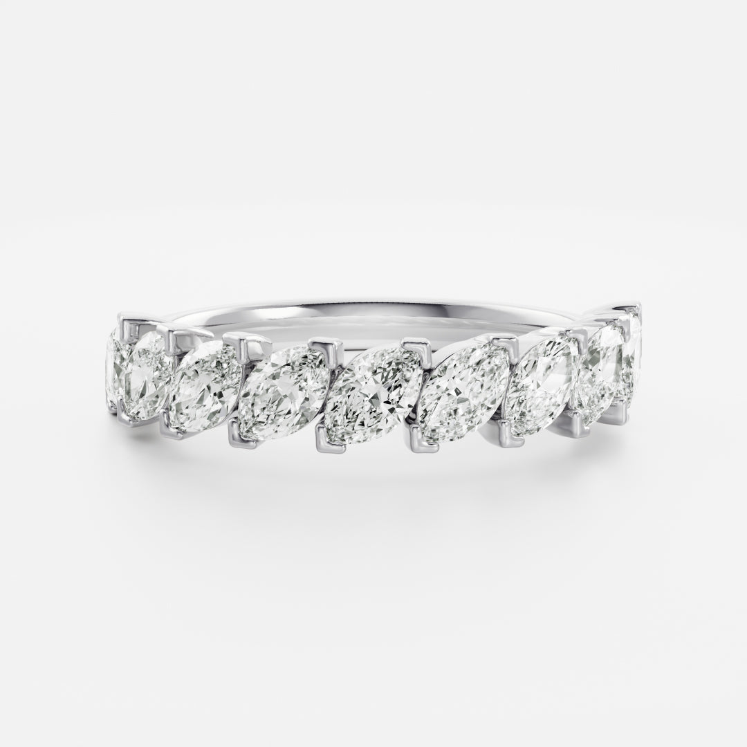 0.25 TCW Round Shaped Half Eternity Lab Grown Diamond Wedding Band