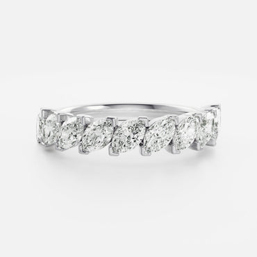 0.25 TCW Round Shaped Half Eternity Lab Grown Diamond Wedding Band