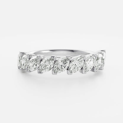 0.25 TCW Round Shaped Half Eternity Lab Grown Diamond Wedding Band