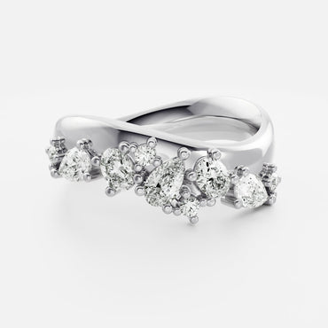 0.25 TCW Round Shaped Half Eternity Lab Grown Diamond Wedding Band