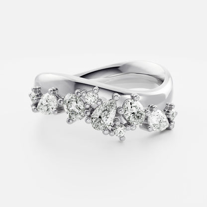 0.25 TCW Round Shaped Half Eternity Lab Grown Diamond Wedding Band