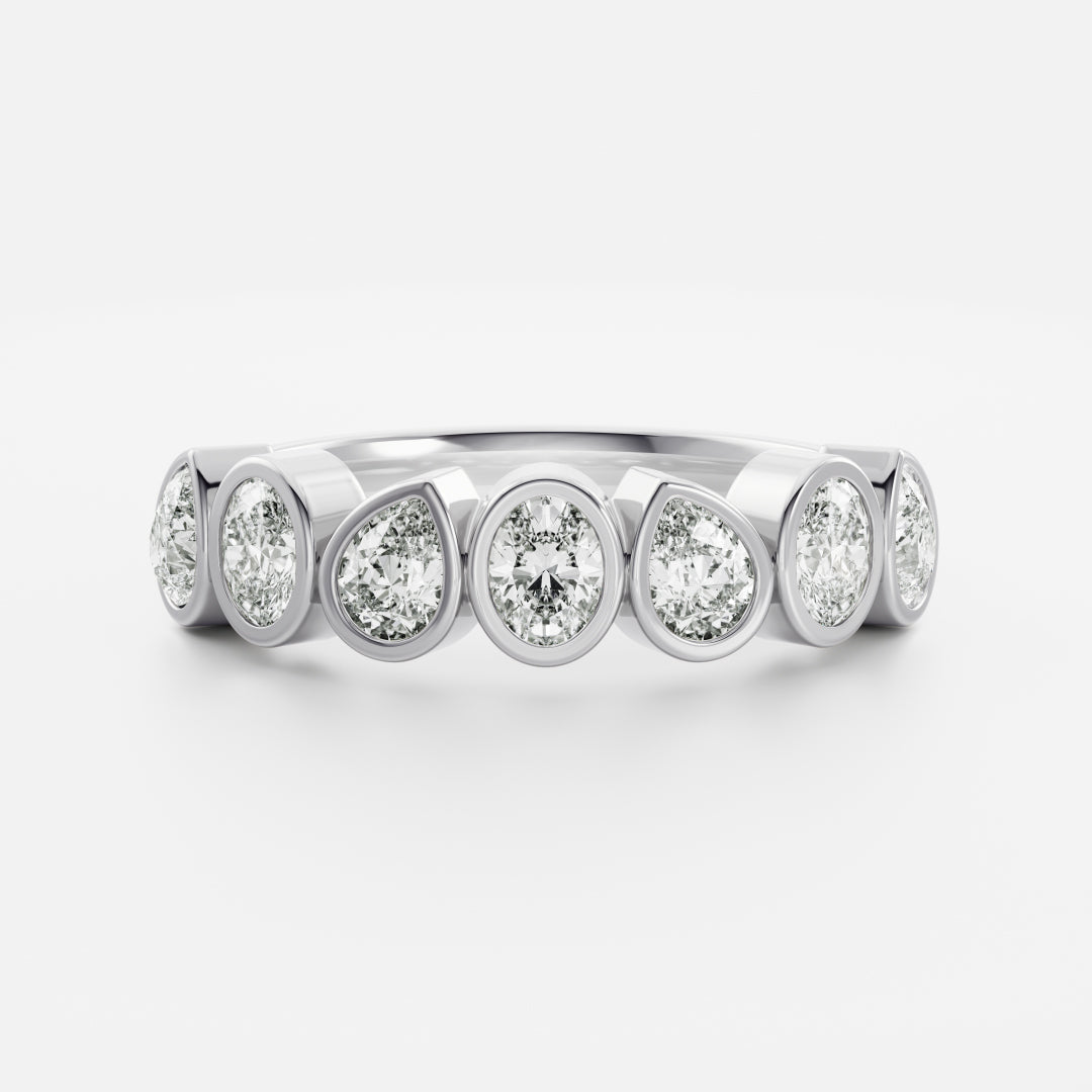 0.25 TCW Round Shaped Half Eternity Lab Grown Diamond Wedding Band