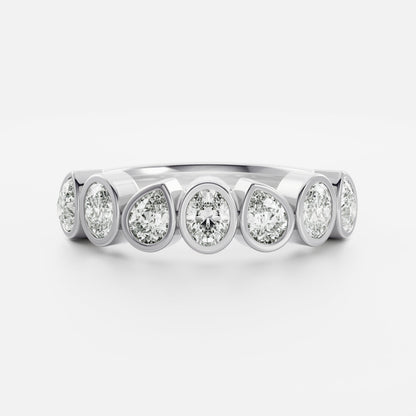 0.25 TCW Round Shaped Half Eternity Lab Grown Diamond Wedding Band
