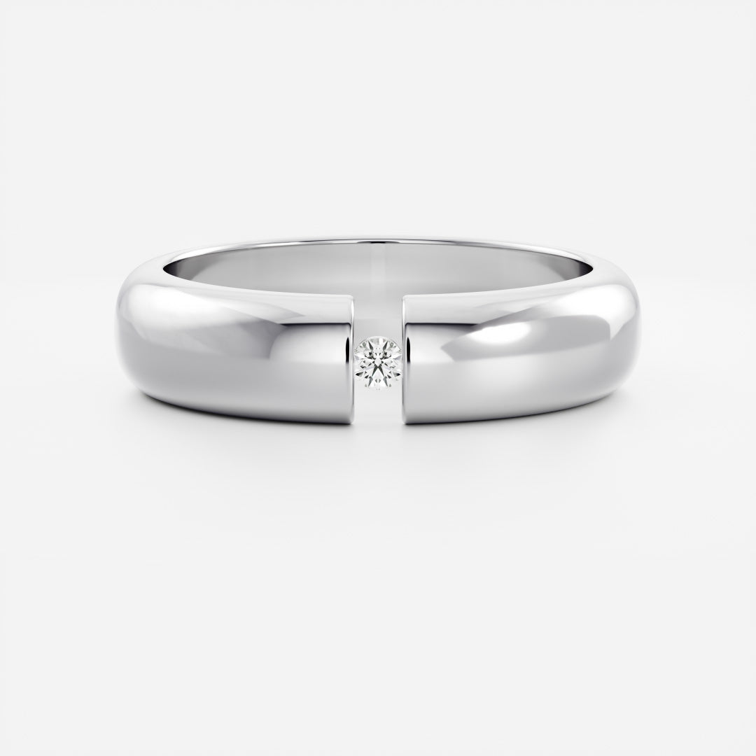 Round Lab Grown Diamond Tension Set Men's Gold Wedding Band