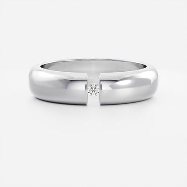 Round Lab Grown Diamond Tension Set Men's Gold Wedding Band