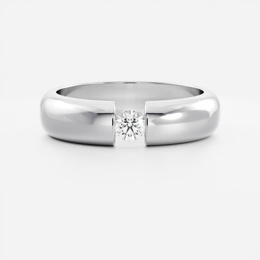 Round Lab Grown Diamond Tension Set Men's Gold Wedding Band