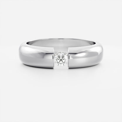 Round Lab Grown Diamond Tension Set Men's Gold Wedding Band