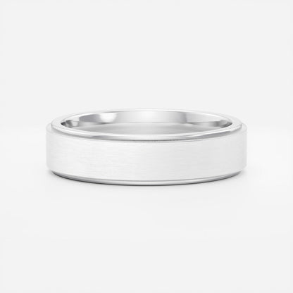 Flat Bevelled Edge Brushed Men's Gold Wedding Band