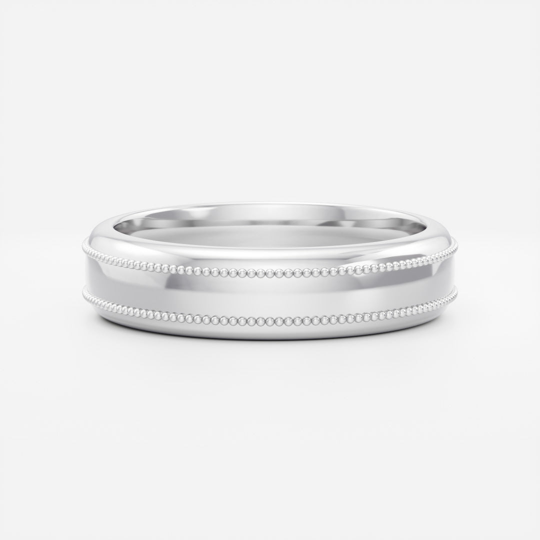 Brushed Milgrain-Detail Men's Gold Wedding Band