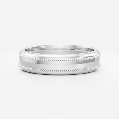 Brushed Milgrain-Detail Men's Gold Wedding Band