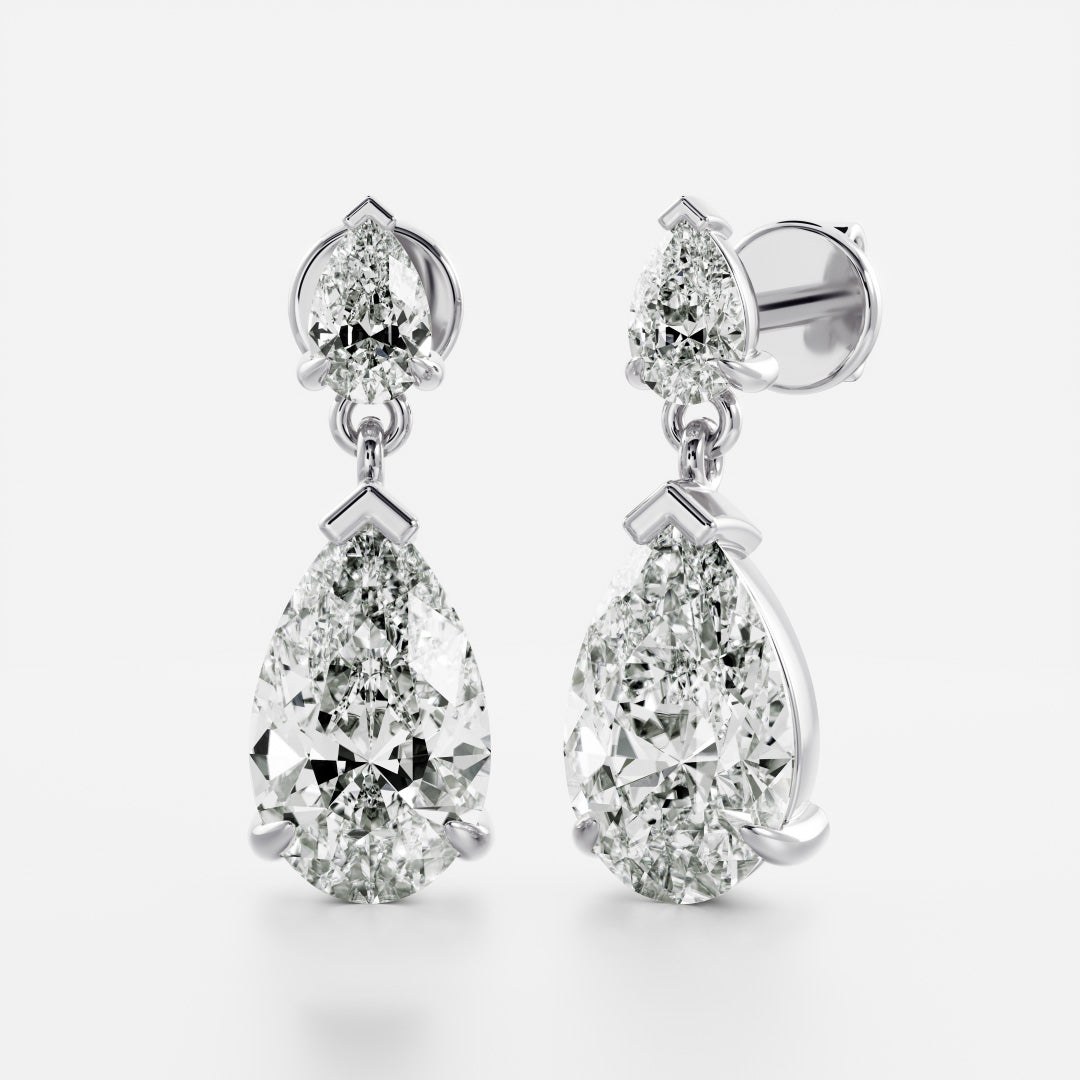 1.2 TCW Pear Cut Lab Grown Diamond Dangles Earrings in Gold