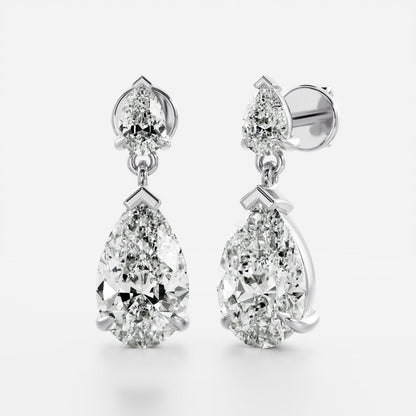 1.2 TCW Pear Cut Lab Grown Diamond Dangles Earrings in Gold