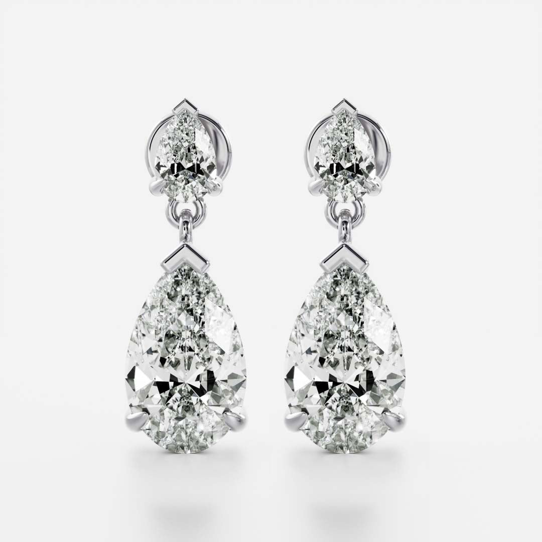 1.2 TCW Pear Cut Lab Grown Diamond Dangles Earrings in Gold