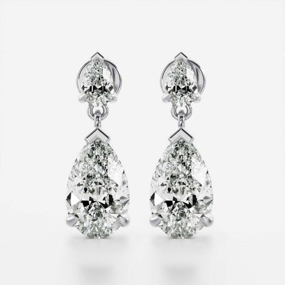 1.2 TCW Pear Cut Lab Grown Diamond Dangles Earrings in Gold