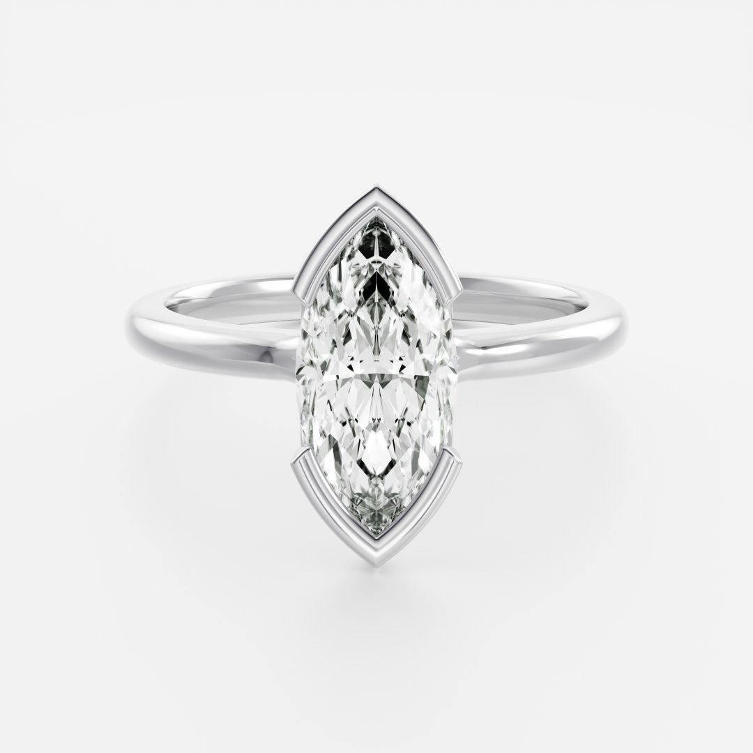 Marquise Cut Cluster Styled Lab Grown Diamond Engagement Ring