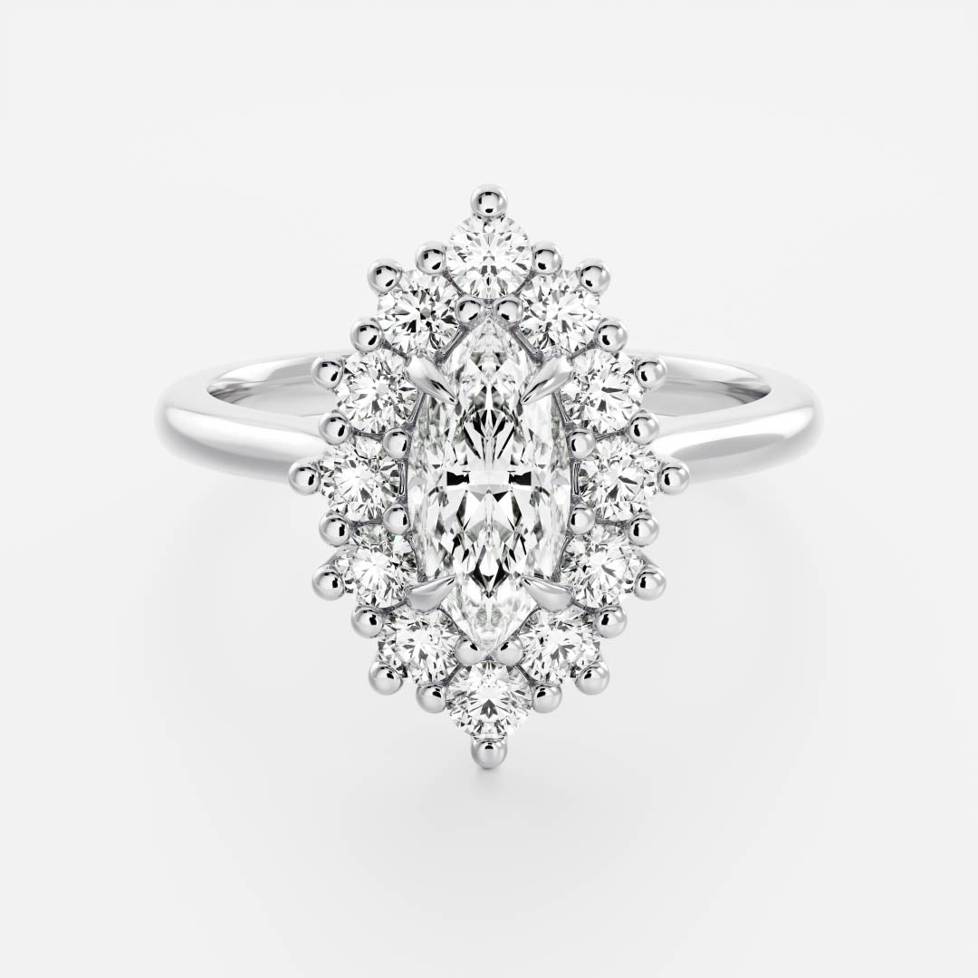 Marquise Cut Cluster Styled Lab Grown Diamond Engagement Ring
