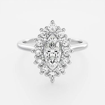 Marquise Cut Cluster Styled Lab Grown Diamond Engagement Ring