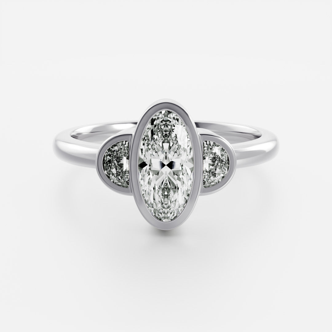 Marquise Cut Cluster Styled Lab Grown Diamond Engagement Ring