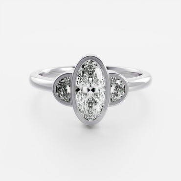 Marquise Cut Cluster Styled Lab Grown Diamond Engagement Ring