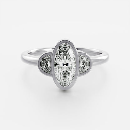 Marquise Cut Cluster Styled Lab Grown Diamond Engagement Ring