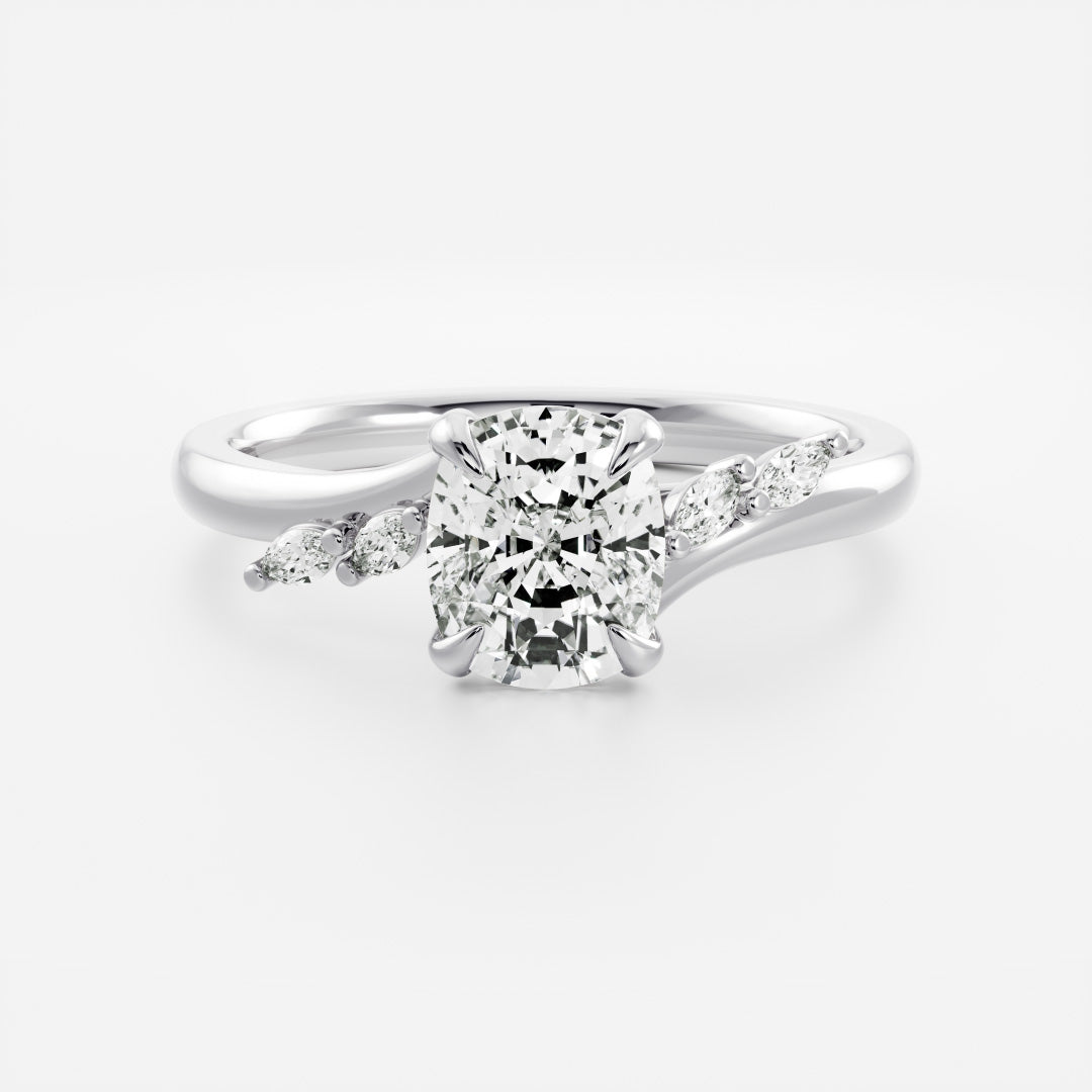 Marquise Cut Cluster Styled Lab Grown Diamond Engagement Ring
