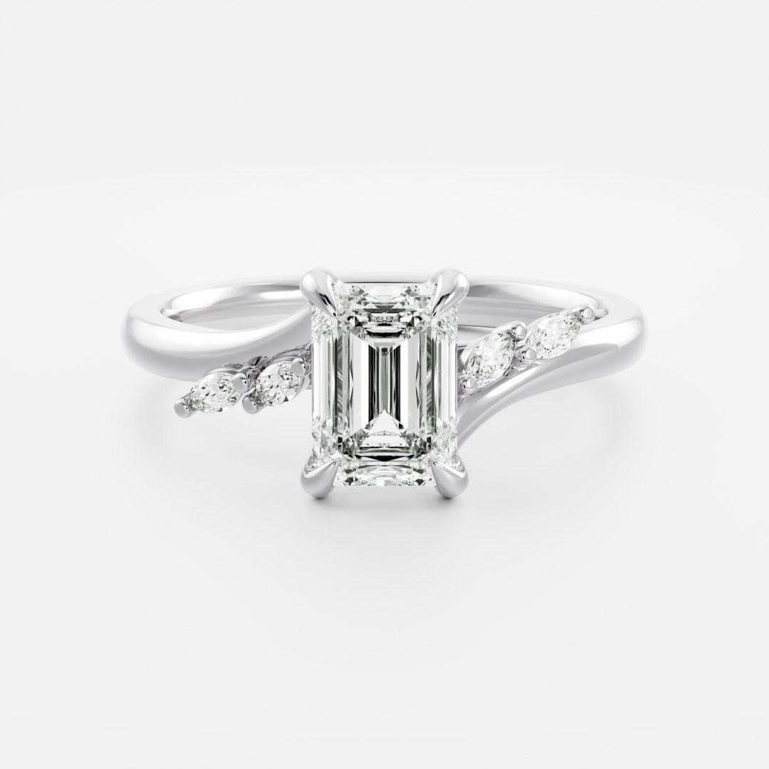 Marquise Cut Cluster Styled Lab Grown Diamond Engagement Ring