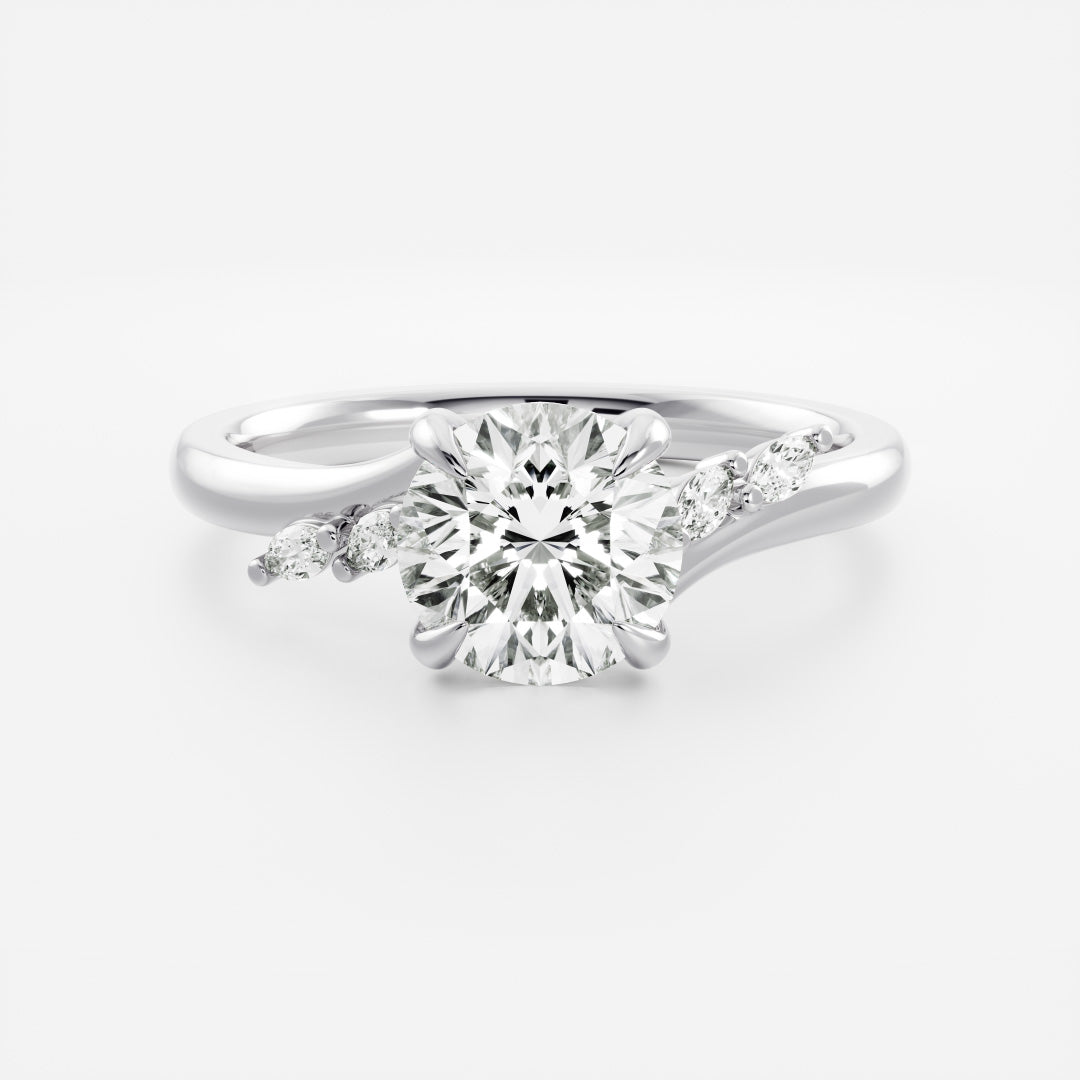 Marquise Cut Cluster Styled Lab Grown Diamond Engagement Ring